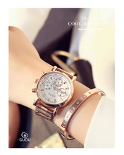 GUOU Women's Watches Fashion Rose Gold Fashion Ladies Wrist Watches For Women Watches Calendar Clock relogio feminino saat