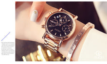GUOU Women's Watches Fashion Rose Gold Fashion Ladies Wrist Watches For Women Watches Calendar Clock relogio feminino saat