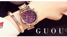 GUOU Women's Watches Fashion Rose Gold Fashion Ladies Wrist Watches For Women Watches Calendar Clock relogio feminino saat